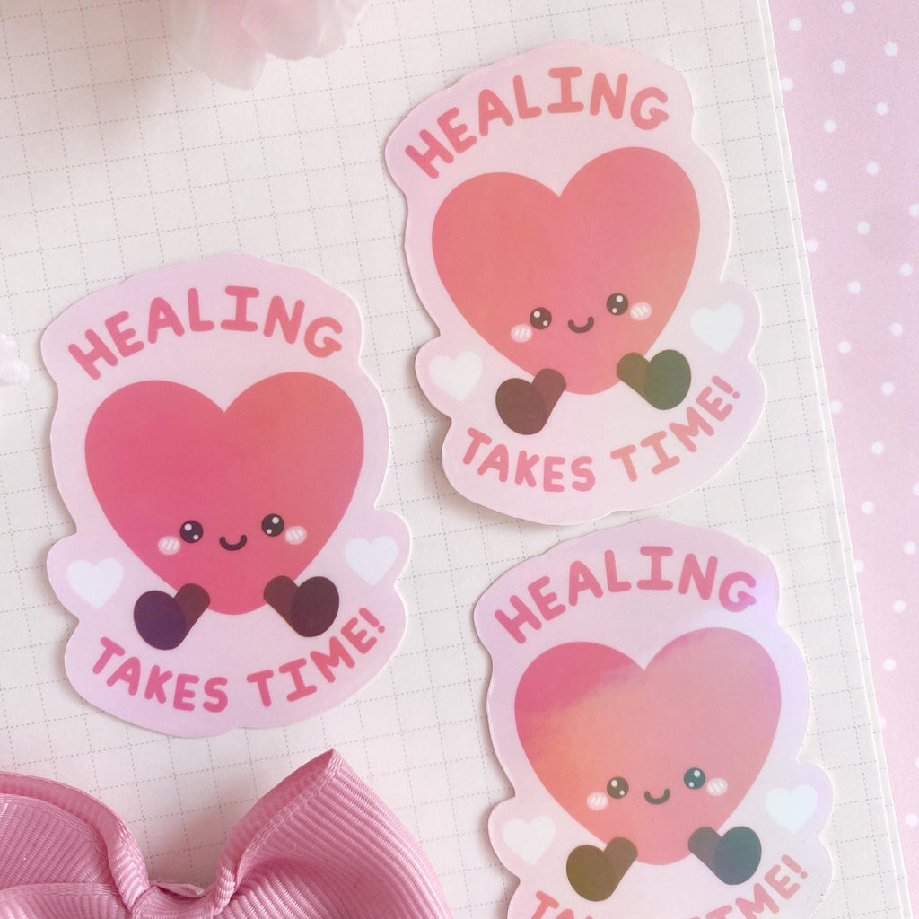 Healing heart die cut vinyl holo sticker