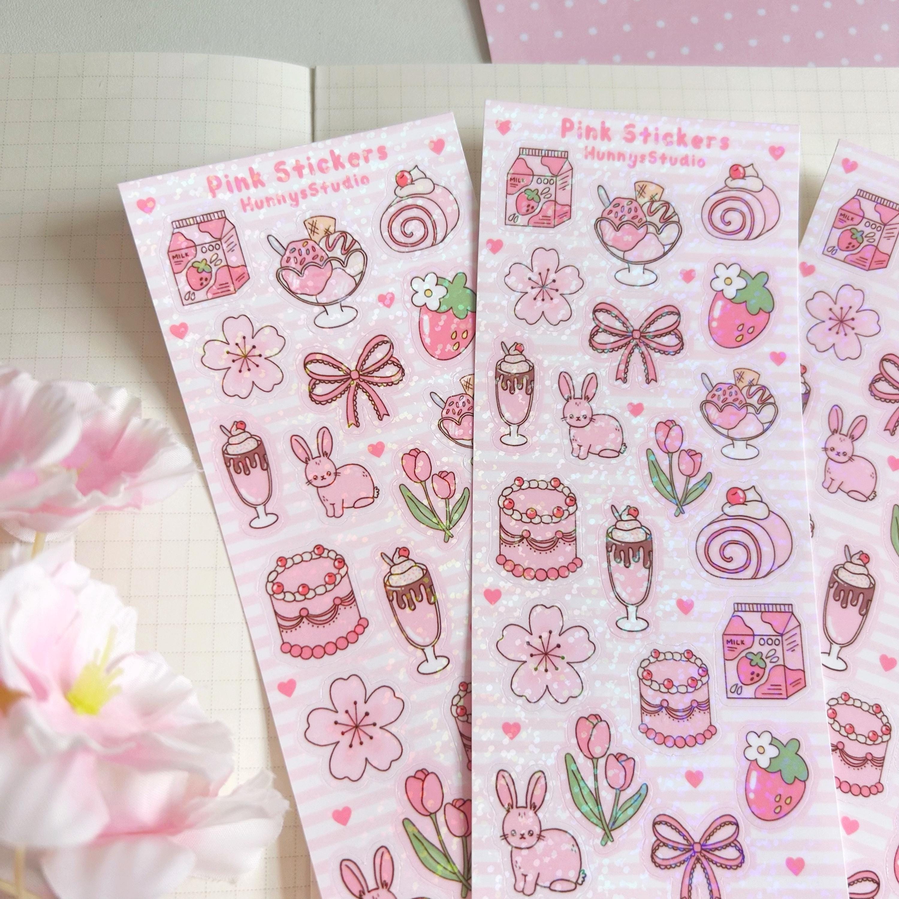 Pink stickers vinyl holographic sticker sheet