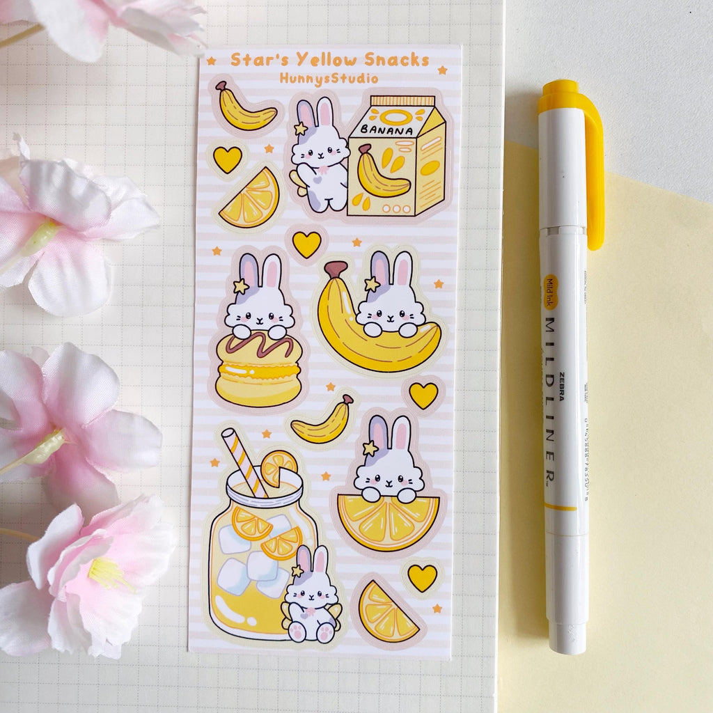 Star’s yellow snacks vinyl sticker sheet