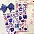 midnight kitty trinket keychains vinyl holographic sticker sheet
