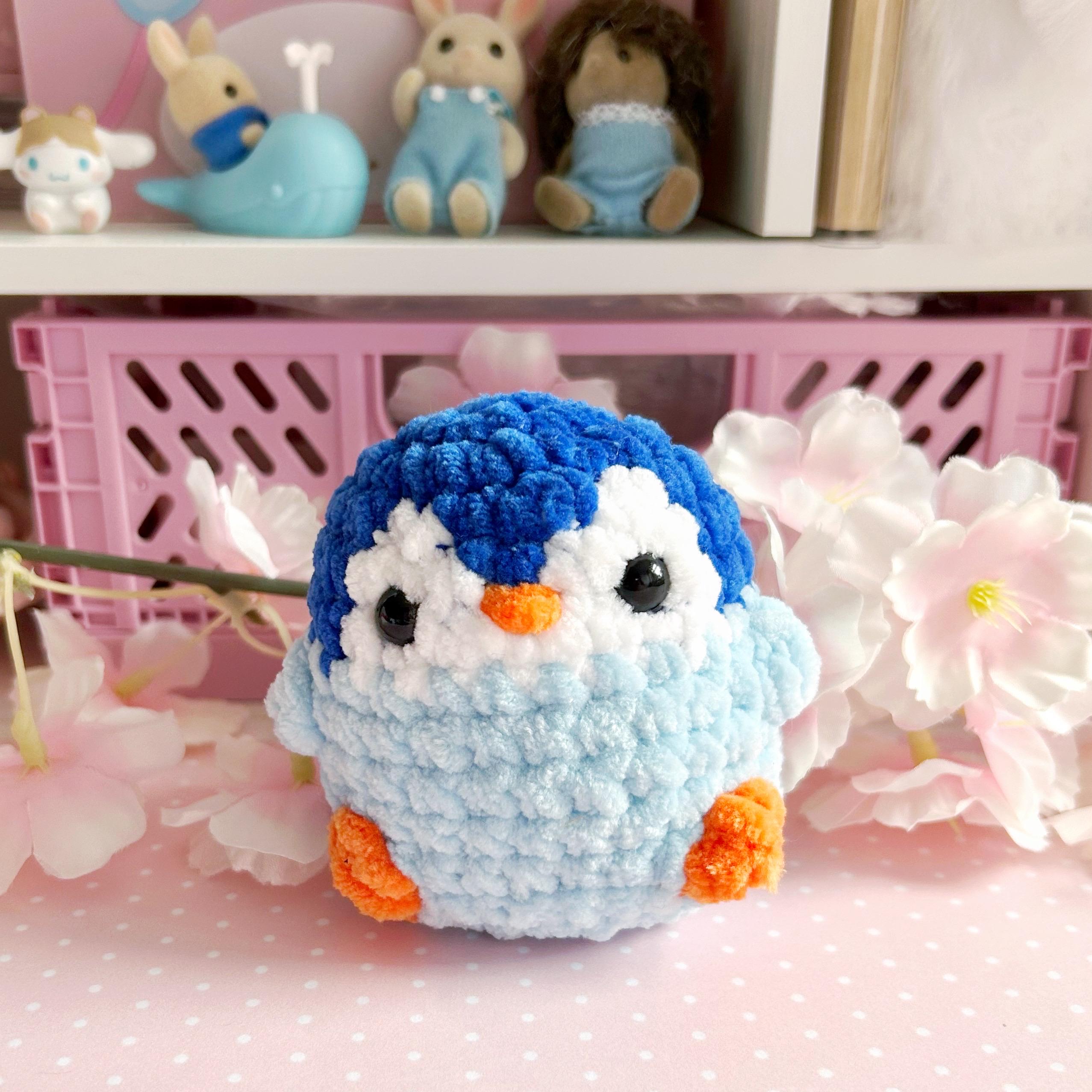 Crochet blue penguins plushies | handmade amigurumi crochet fluffy pastel penguin toy, kawaii crochet soft toys