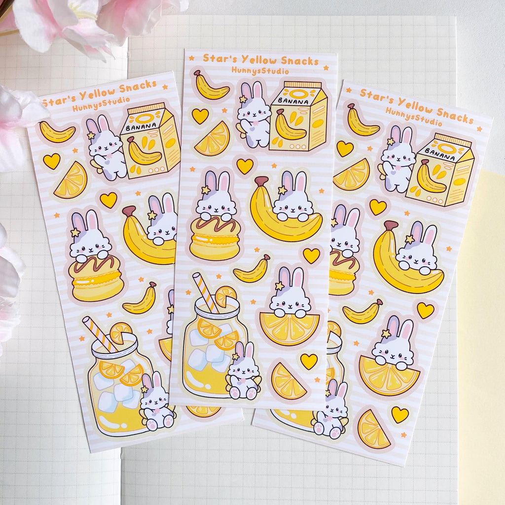 Star’s yellow snacks vinyl sticker sheet