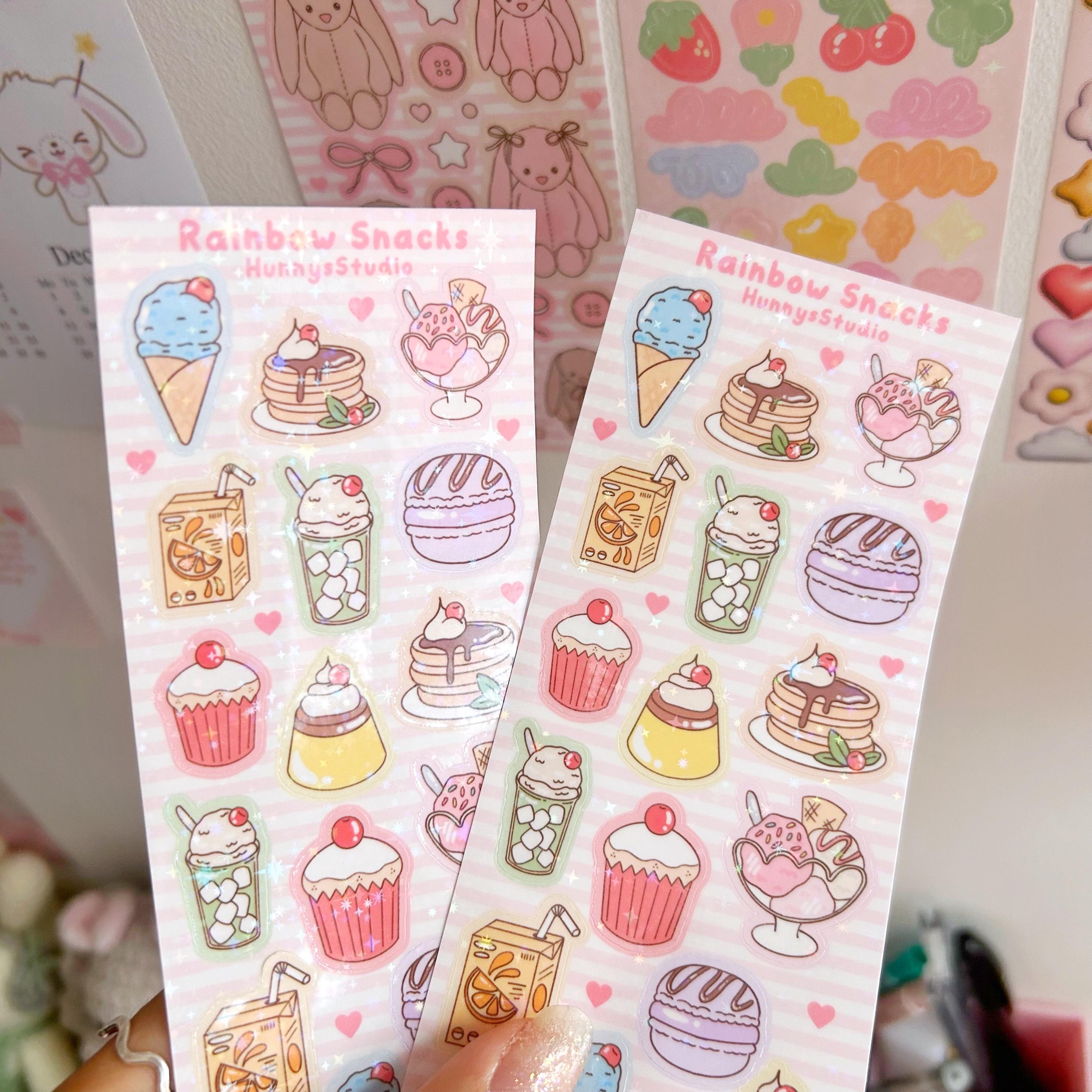 Rainbow snacks vinyl holographic sticker sheet