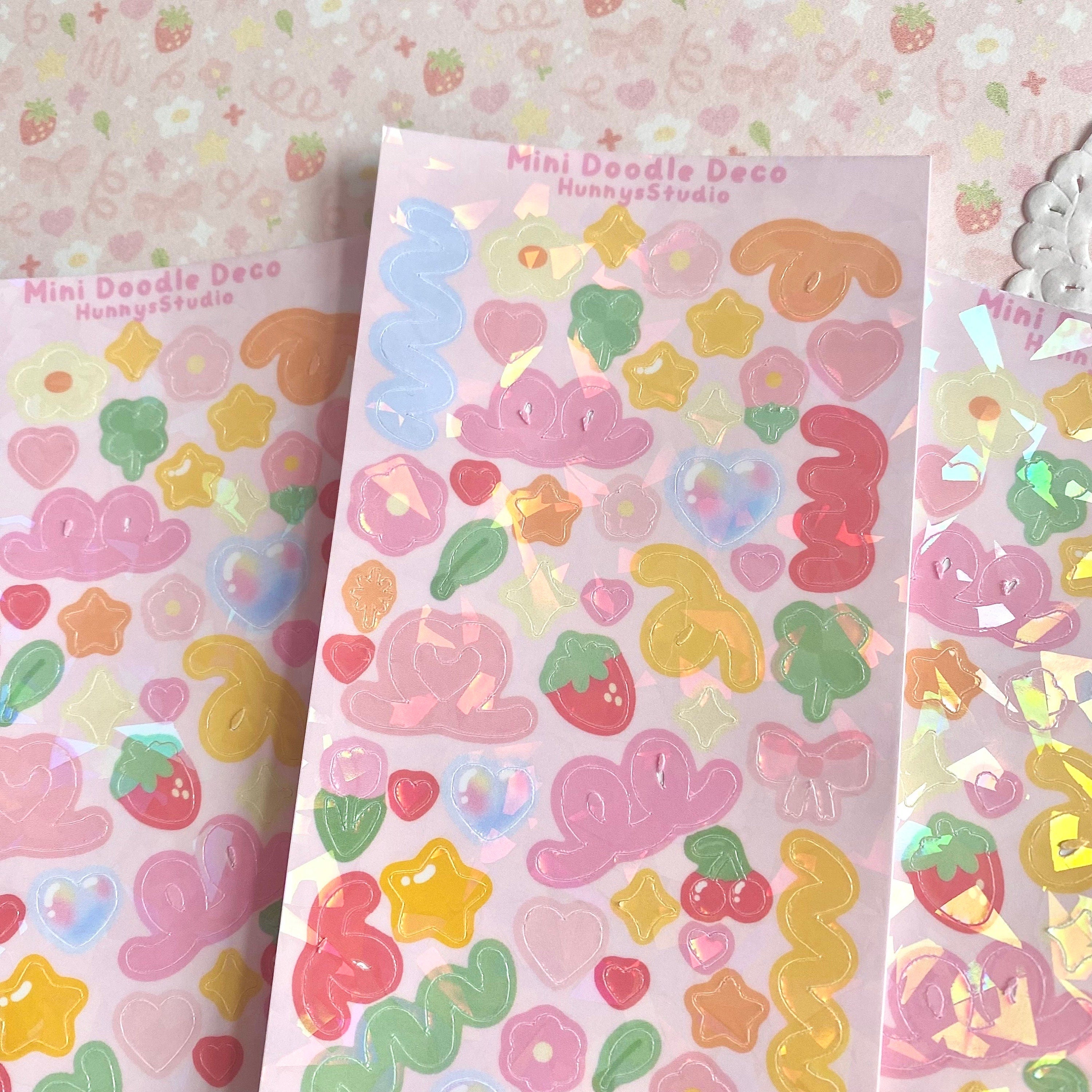 Mini doodle deco holographic vinyl sticker sheet