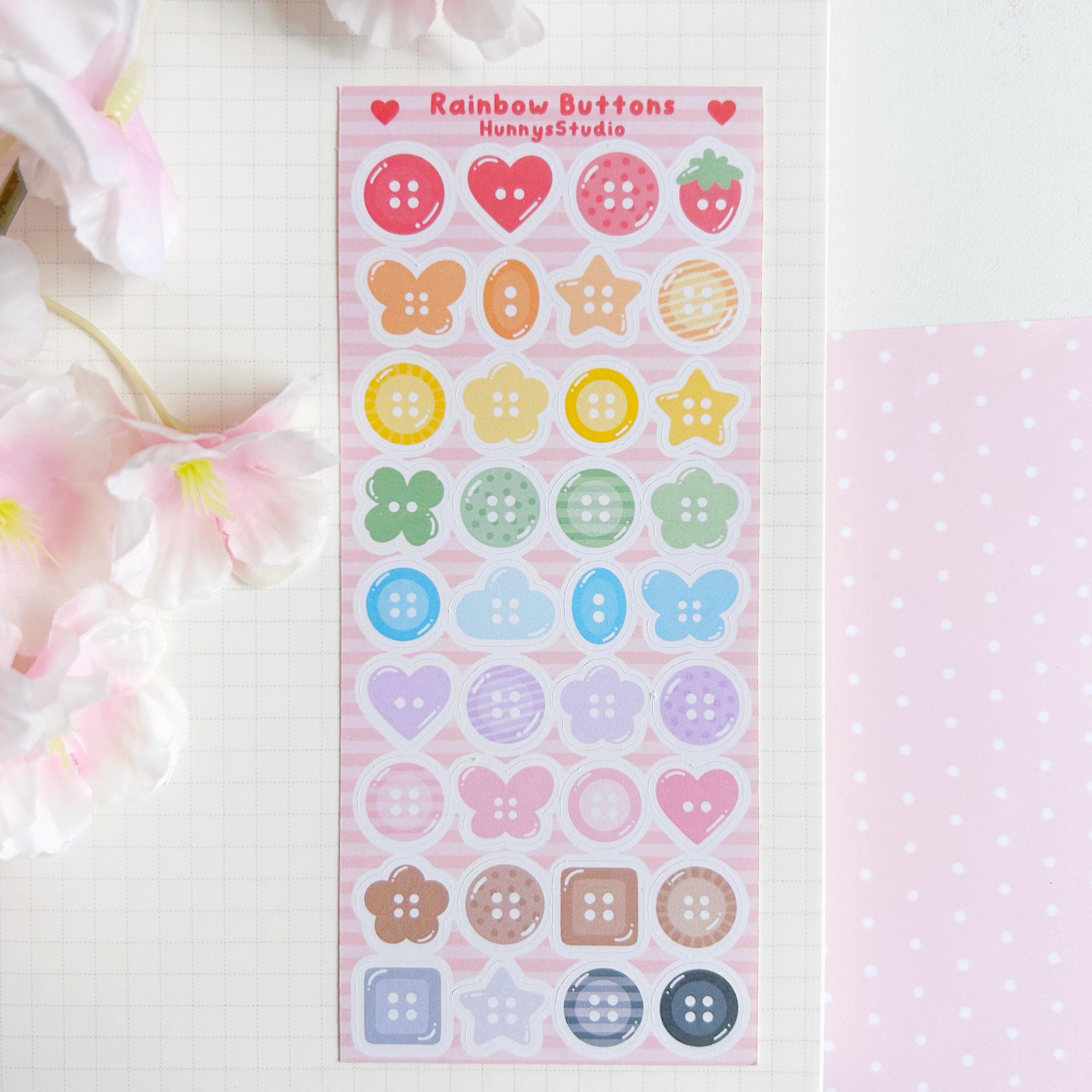 Rainbow buttons matte sticker sheet