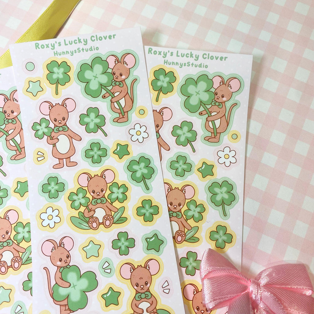 Roxy's lucky clover matte vinyl sticker sheet