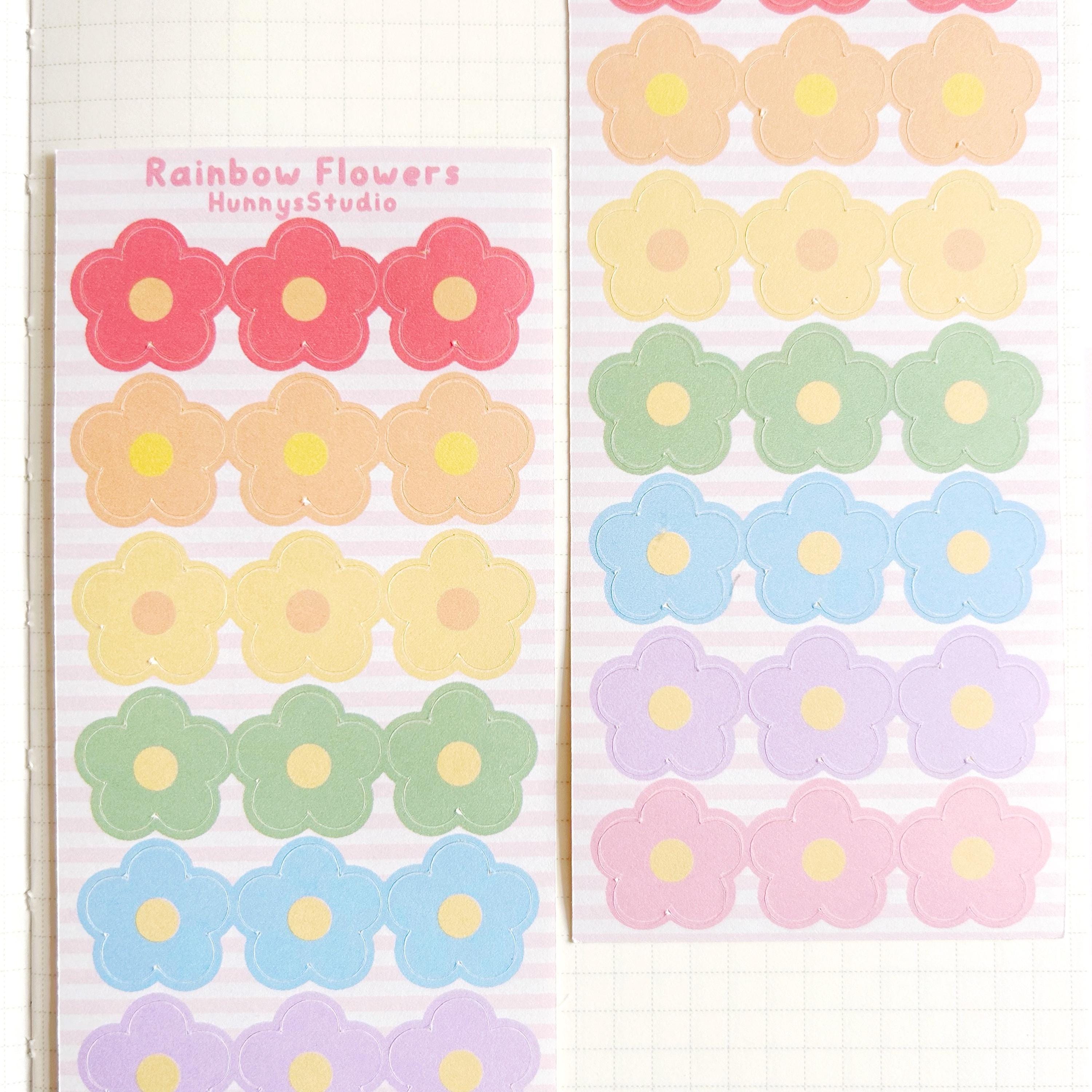 Rainbow flowers matte sticker sheet