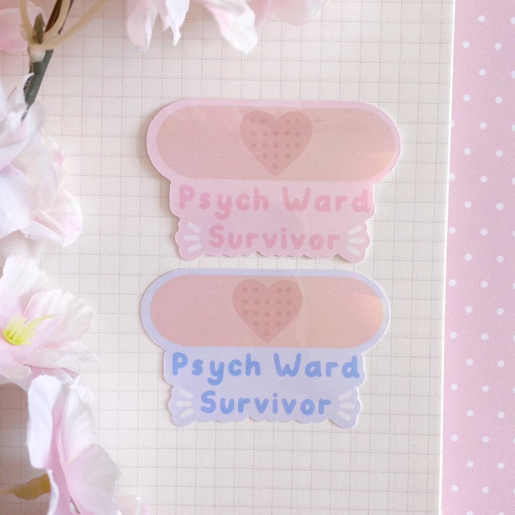 Psych ward survivor holo vinyl die cut sticker